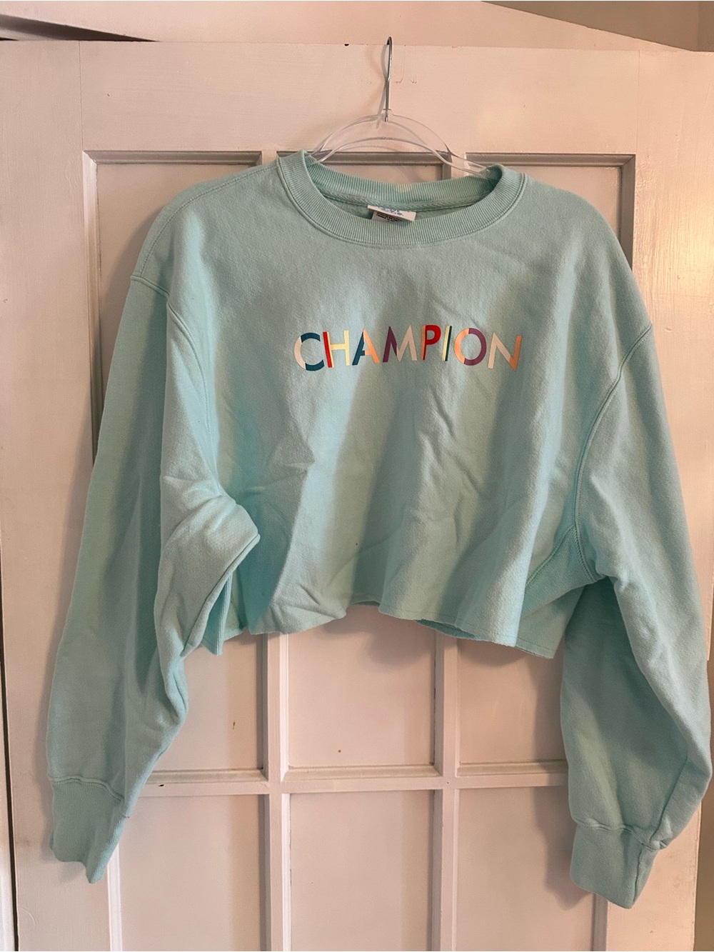 Champion Cropped Sweatshirt with Multicolor Logo